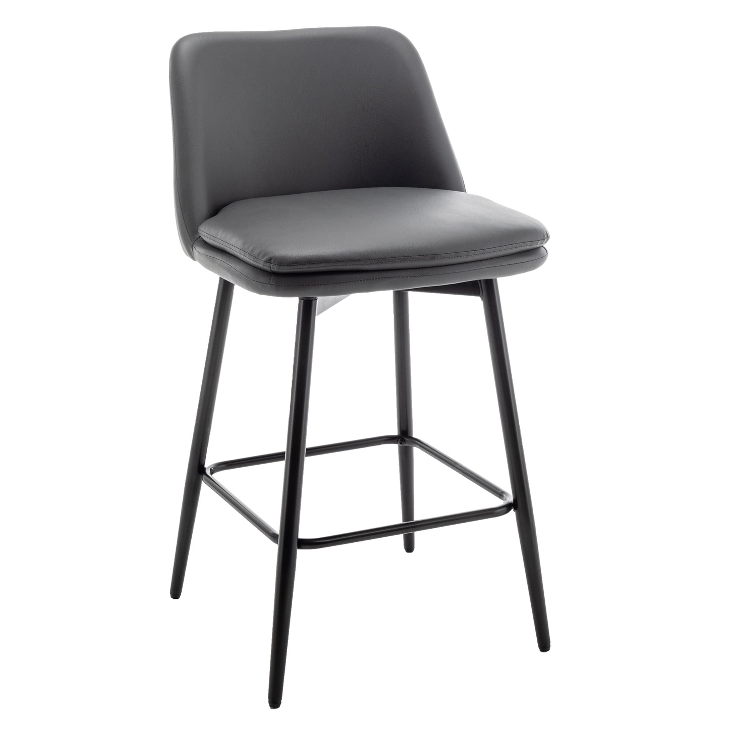 Harvaloni - Set of 2 - 26" Swivel Counter Stools with Grey Upholstered Seat and Metal Legs