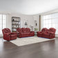 3 Pieces Recliner Sofa Sets Home Theater Seating Manual Recliner Chair With Center Console And LED Light Strip For Living Room