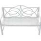 Outdoor Garden Patio Bench With Backrest And Armrest, Slatted Seat For Park, Yard & Porch, Balcony, Accommodates 2 - 3 People - White
