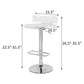 Meldrum- Set of 2 - 20" Clear & Chrome Adjustable Swivel Bar Stools, Modern Acrylic Seat with Low Backrest and 360° Swivel for Bar and Counter Heights