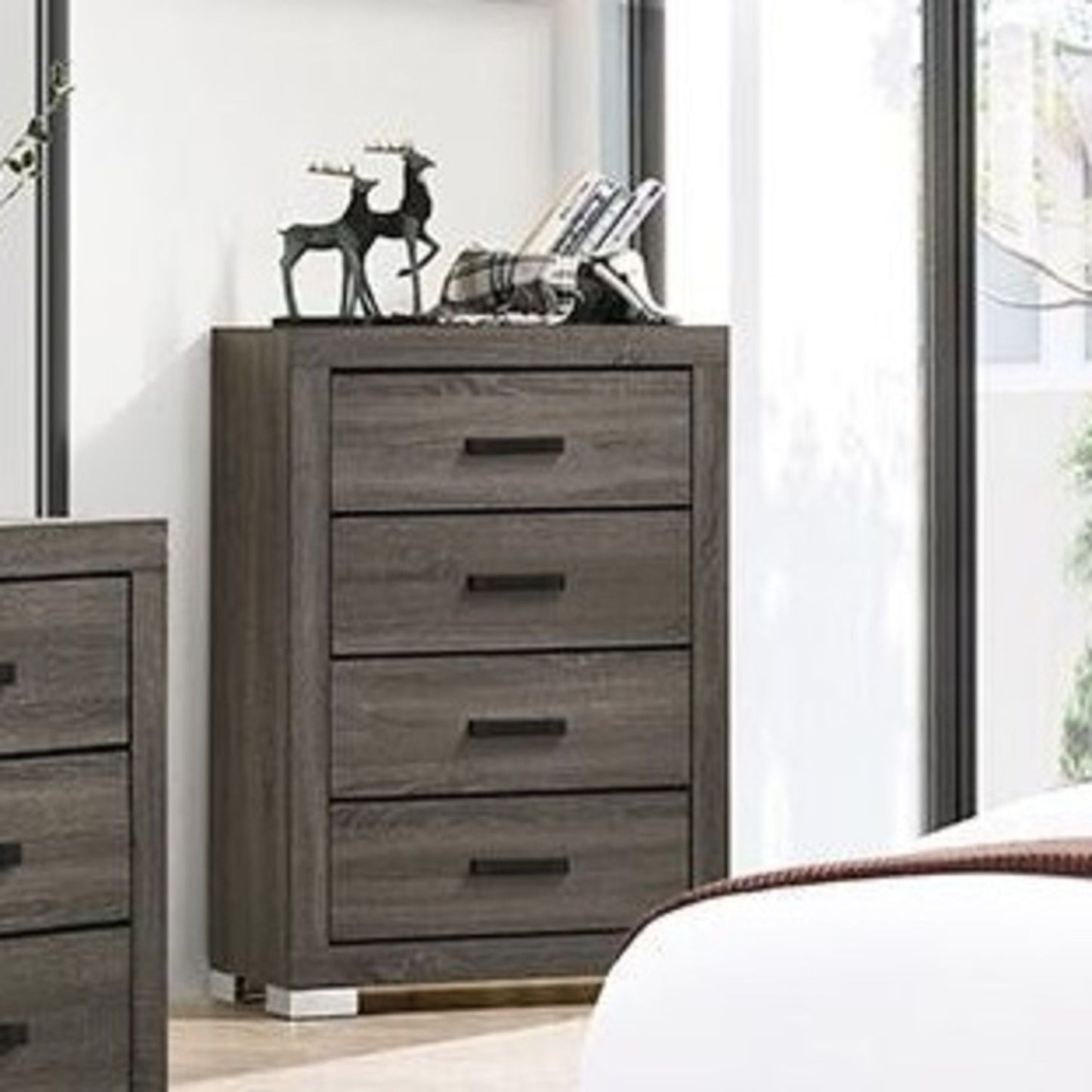 1 Piece Chest Bar Handle Bedroom Furniture With Texture And Clean Lines - Gray
