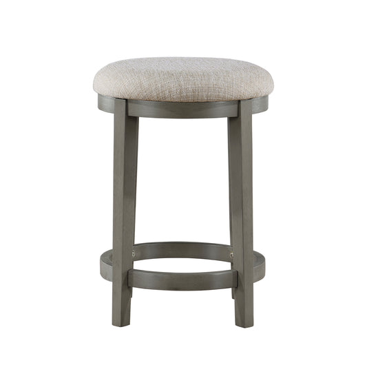 Davenport - Set of 2 - 25" Light Gray Foam Cushioned Counter Height Stools with Industrial Design