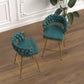 Haythorne - Set of 2 - 26" Blue Suede Woven Swivel Bar Stools with Armrest & Footrest - Gold Legs for Kitchen Island