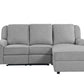 Destiny - Linen Sectional Sofa With Dropdown Table - Gray