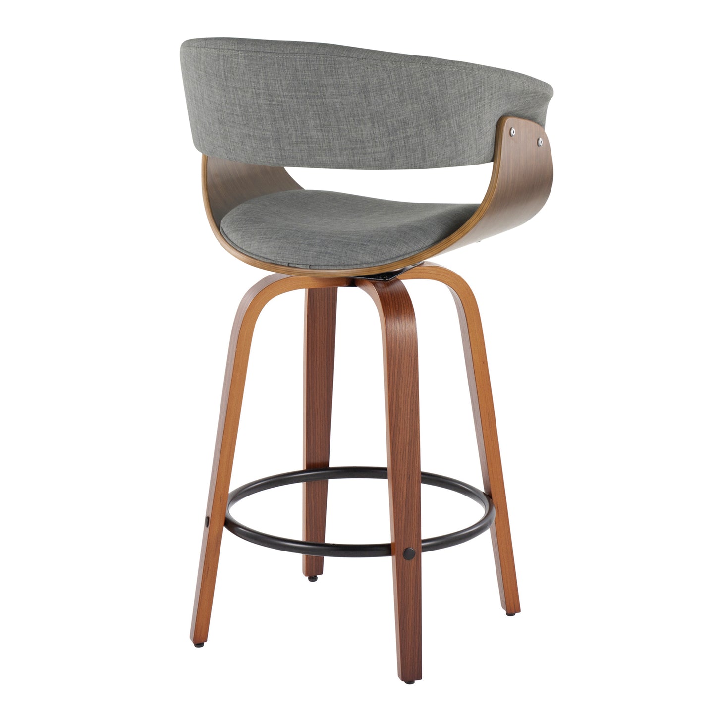 Halstead - Set of 2 - 29" Grey Fabric Modern Bar Stools with Backrest