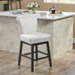 Mansfield- Set of 2 - 26" Beige & Black Fabric Swivel Counter Stools with Espresso Wood Queen Anne Legs, Traditional Design