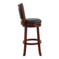 Elysium - Set of 1 - 30" Swivel Pub Height Chair, Dark Cherry Finish Faux Leather Upholstery, Solid Wood, 250lbs Capacity