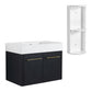 Modern Wall Mounted Bathroom Vanity With Left Sink And Storage Rack