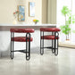 Lian - Set of 1- 24" Wine Red PU Modern Bar Stool with Ergonomic Backrest and Black Metal Frame