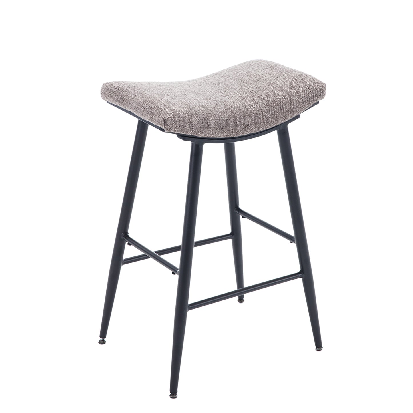 Tuscany - Set of 2 - 28" Armless Modern Linen Bar Stools with Coffee-Coloured Upholstery, Sleek Design, and Durable Metal Footrest for Stylish Dining Spaces