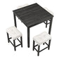 Ashfart- Set of 2 - 24" 5-Piece Industrial Dining Table Set with White & Black Bar Stools, Solid Wood, Modern Dining for Kitchen, Living Room, Game Room