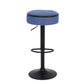 Veynard - Set of 2 - 24" Blue Linen Adjustable Bar Stools with 360° Swivel, Metal Frame for Kitchen and Dining