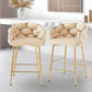 Modern Counter Stools (Set of 2) Counter Stools With Iron Frame, Soft Back And Cushion, Footrest, Suitable For Kitchen - Beige