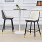 Holborn - Set of 2 - 27" Black Swivel Wood Bar Stools with High Back, Modern PU Seat, Gold Accents, and Metal Legs