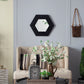 Hexagon Mirror With Natural Wood Frame, Wall Decor For Living Room Bathroom Hallway