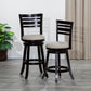 Granby - Set of 2 - 24" Espresso Swivel Counter Stools with Beige Fabric Seat and Slat Back