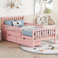 Platform Bed With Guardrails On Both Sides And 2 Storage Drawers