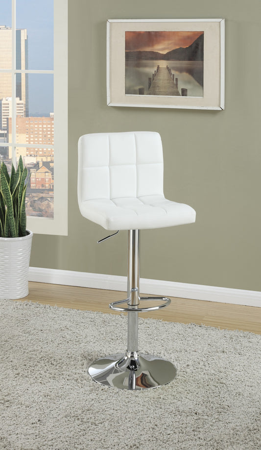 Coretta -  Set of 2 - 22" White Faux Leather Adjustable Bar Stools, Modern Kitchen Island Seating with Tufted Backrests