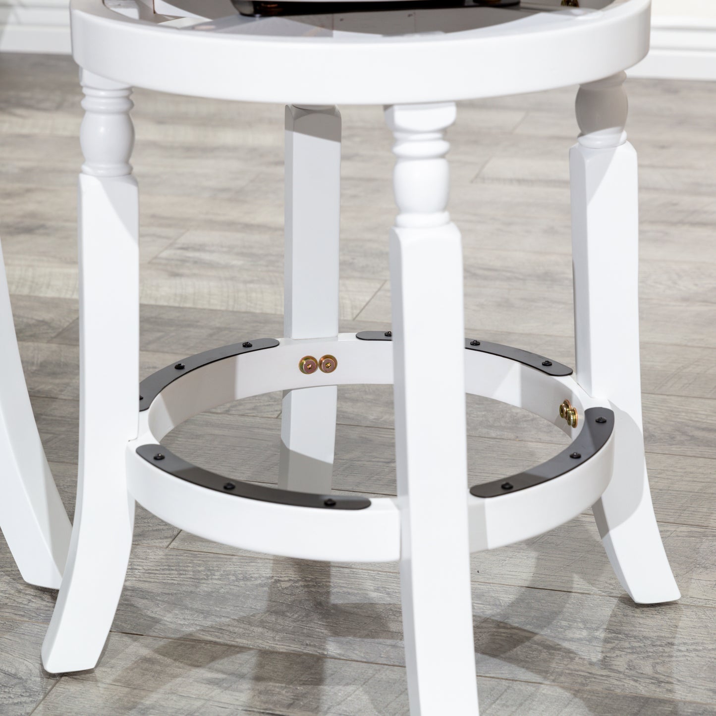 Saville - Set of 2 - 24" White Counter Stools with Charcoal Upholstered Seats