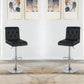 Luent – Set of 2 – 24" Adjustable Black Bar Stools with Tufted Back, Gas Lift, Chrome Base, and Faux Leather Upholstery