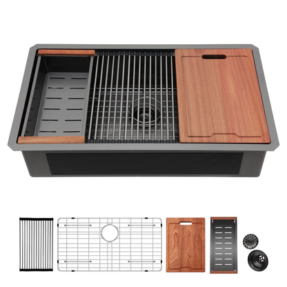 Workstation Kitchen Sink, Single Bowl Undermount