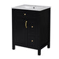 Elegant Bathroom Vanity With Ceramic Sink, Soft Close Doors And Drawers, Double Storage Racks
