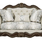 Pierce - Loveseat With 3 Pillows - Beige / Cherry