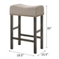 Haverhill - Set of 2 - 27" Tan Linen Upholstered Counter Height Stools with Weathered Gray Wooden Legs