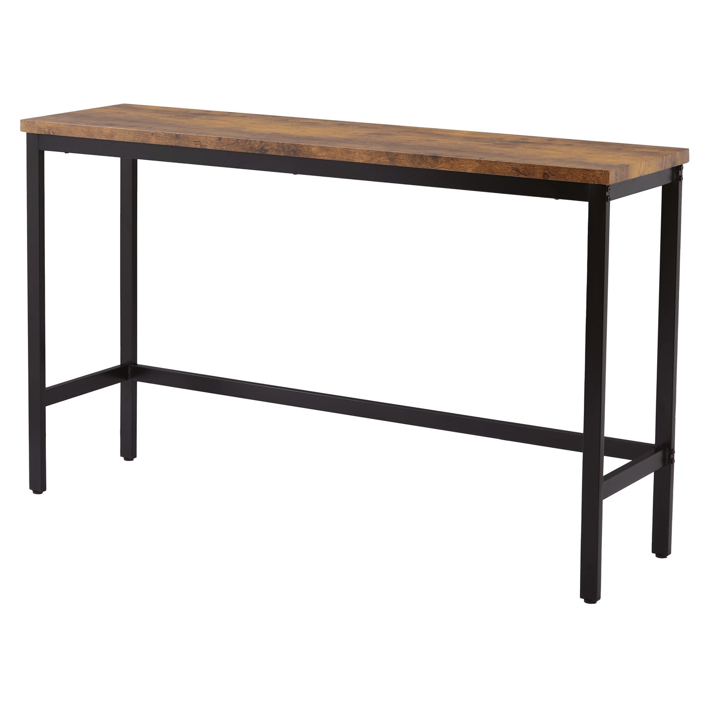Thalor - Set of 2 - 24" Counter Height Stools with Extra Long 60.2" Brown Table and Footrest, Space-Saving Design