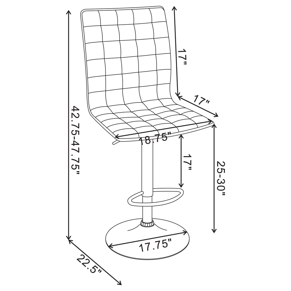 Ashbury - Upholstered Adjustable Bar Stool (Set of 2) - White