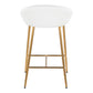 Mariple - Set of 2 - 26" Counter Stools with White Faux Leather Upholstered Seat and Gold Trestle-Style Metal Base