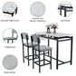 Hadria - Set of 2 - 28"  Gray Bar Table Set with 2 Upholstered Chairs, Compact Dining Table for Small Spaces, Rustic Pub and Breakfast Nook