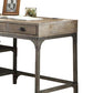 Gorden - Weathered Antique Metal Writing Desk - Oak