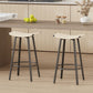 Counter Height Bar Stools Backless Handwoven Kitchen Dining Chairs With Round Footrest (Set of 2) Weaving Pub Stoo - Creamy White