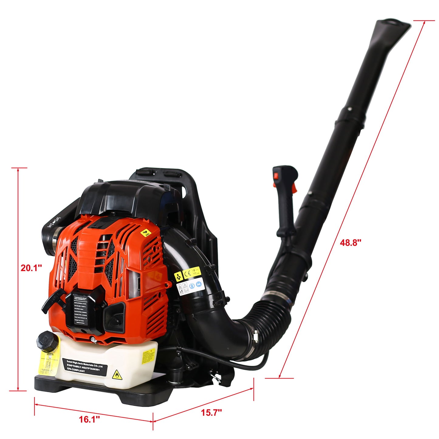 Powerful 76Cc 4 Stroke Gasoline Blower Epa Compliant Red Plastic - Red