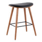 Simonea -Set of 2 – 26" Mid-Century Modern Counter Stools in Walnut & Black Faux Leather, Stylish & Comfortable Kitchen or Bar Seating