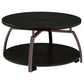 Round Coffee Table With Storage Shelf - Black