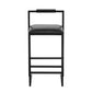 Halwick - Set of 2 - 25" Black PU Leather Counter Height Bar Stools with Backrest and Footrest - Modern Metal Frame for Kitchen, Dining, or Bar