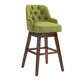 Olive - Set of 2 - 27"  Linen Swivel Counter Stools Seat with Solid Wood Legs - 360° Rotation for Kitchen & Dining Room