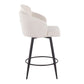 Stalford - Set of 2 -26" - Cream Upholstered Fixed-Height Counter Stools with Matte Black Metal Frame and Chrome Accents