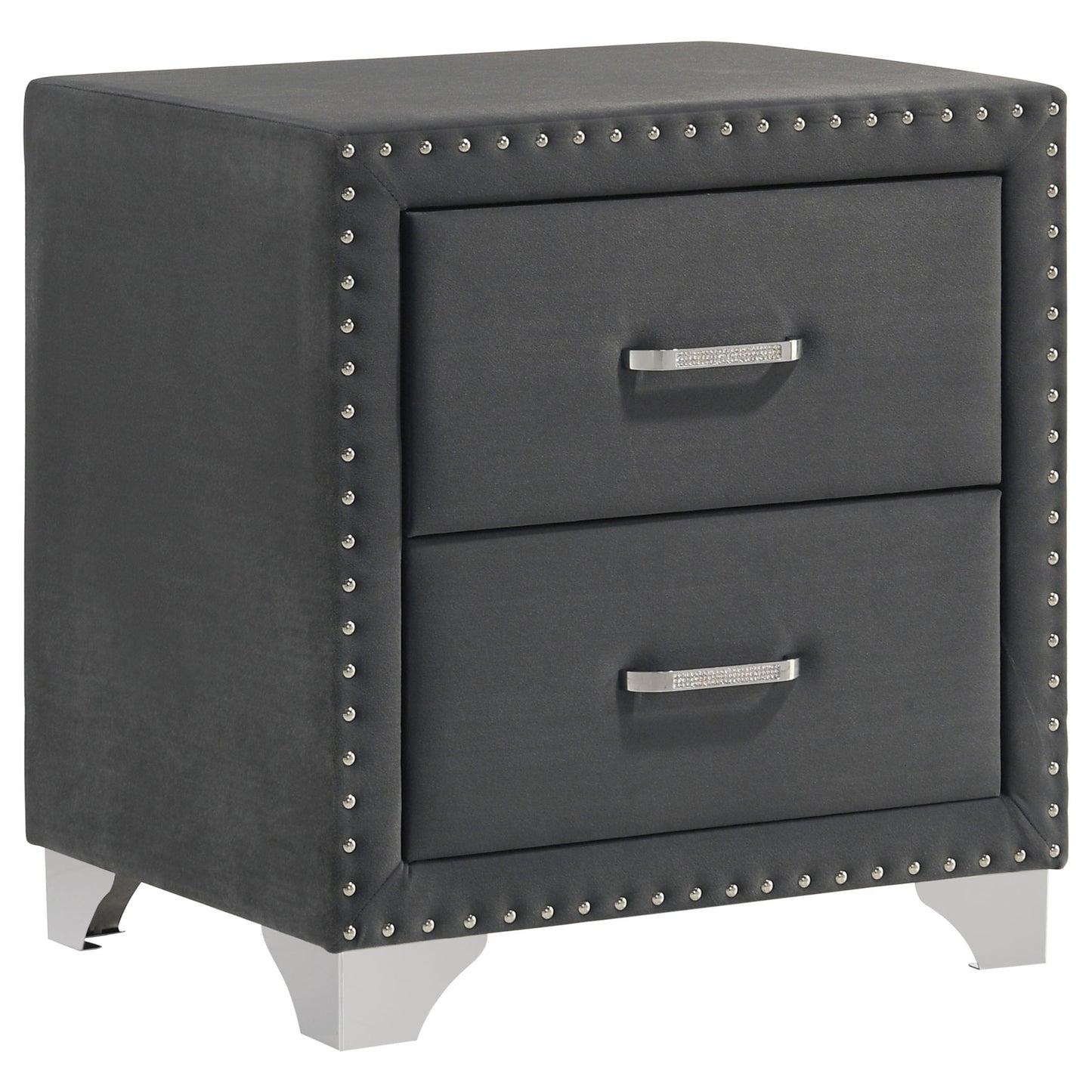 Upholstered 2 Drawer Nightstand With Accents