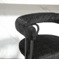 Lynsandra - Set of 2 - 24" Black Chenille Upholstered Bar Stools with Curved Backrest and Black Metal Legs