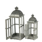 Wooden Candle Lantern Decorative, Hurricane Lantern Holder Decor For Indoor Outdoor, Home Garden Wedding - Gray