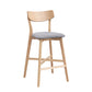 infinia - Set of 2 - 21" Oak Wooden Bar Chairs with Backrest and Upholstered Seats for Kitchen Island