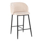 Fran - Pleated Waves Contemporary, Fixed Height Counter Stool (Set of 2)