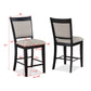 Huxe - Set of 2 - 24” Black and Light Gray Upholstered Counter Height Chairs with Footrest and Wooden Tapered Legs