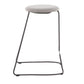 Len - Set of 2 - 20" Contemporary Counter Stools with Grey Steel Frame & Light Grey Upholstered Fabric Seats with Foam Padding