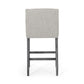 Amelea - Set of 2 – 31" Upholstered Counter Stools with Light Gray Fabric and Rubberwood Frame