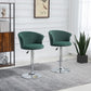 Harkins - Set of 2- 25" Adjustable Swivel Bar Stools, Dark Green Velvet Upholstery, Counter Height with Footrest (22.8" x 22.8" x 42.5") for Kitchen or Dining Room