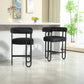 Rafferty - Set of 2 - 24" Black Chenille Upholstered Modern Bar Stool with Backrest, Black Metal Frame for Kitchen Island, Pub, or Club